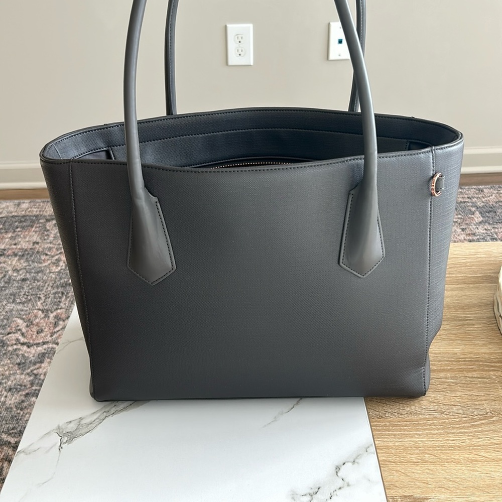 Dagne Dover Vegan Leather Classic Signature Tote Bag - Graphite